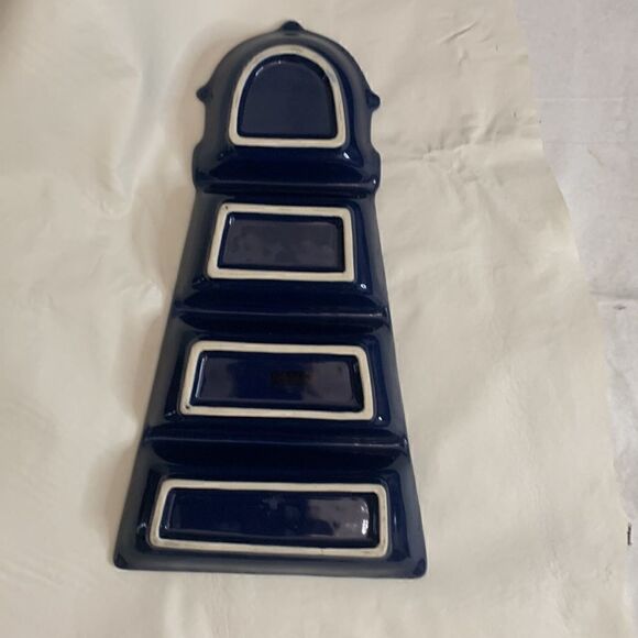 Light House Appetizer Trinket Decorator Serving Tray Navy Blue 4 Separate Areas - Picture 7 of 7